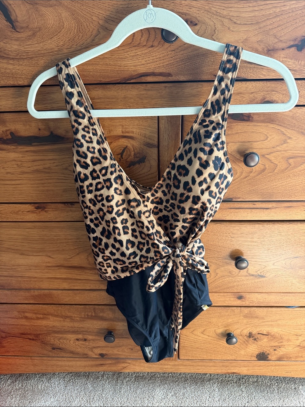 summersalt Leopard-Print Tie-Front One-Piece Swimsuit - Black & Brown